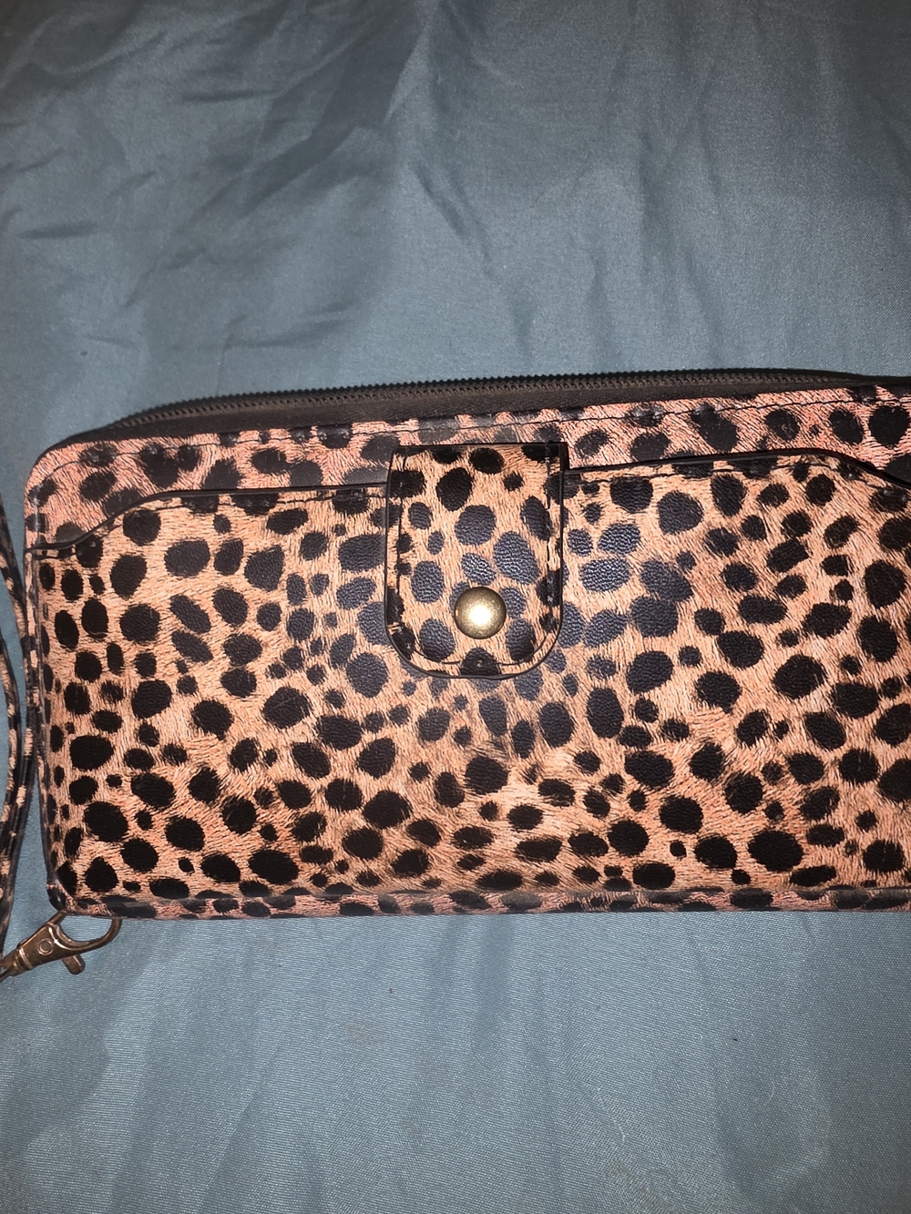 Leopard Print Zip Wristlet Wallet - Pink